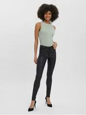 Vero Moda Ženske hlače VMSEVEN Slim Fit 10138972 Black COATED (Velikost XS/32)