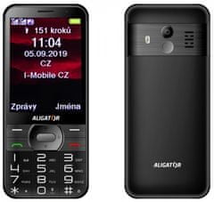 Aligator Mobilni telefon za starejše Aligator A900 Senior + stojalo za polnjenje - črno