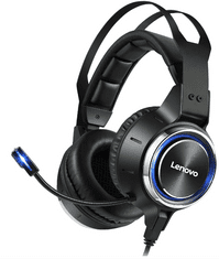 Lenovo HS25-BK gaming slušalke, naglavne, žične, črne