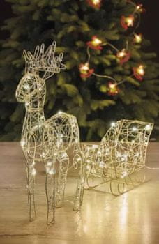  Emos 50 LED kovinska dekoracija, vprega severnih jelenov, 47 cm