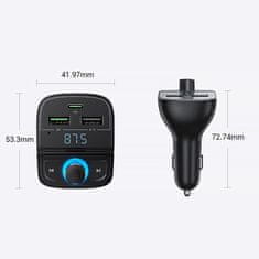Ugreen FM MP3 Bluetooth 5.0 avtomobilski polnilnik 3x USB TF microSD črn