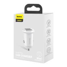 BASEUS Avtomobilski polnilnik za vžigalnik Grain Pro 2x USB 4,8 A, bel