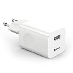 BASEUS Kabelski polnilec USB Quick Charge 3.0 bele barve