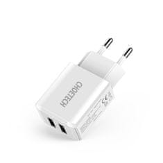 Choetech dvojni omrežni polnilnik 2 x USB-A 10W 2A, bel (C0030)