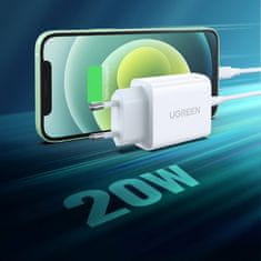 Ugreen USB Power Delivery 3.0 Quick Charge 4.0+ 20W 3A omrežni polnilec bele barve