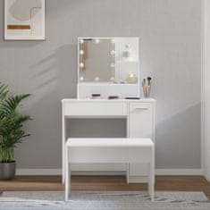 Vidaxl Komplet toaletnih mizic z LED lučkami bel konstruiran les