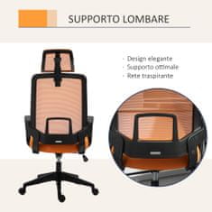 VINSETTO Vrtljivi pisarniški stol, ergonomski fotelj z naslonom za glavo in ledveno oporo, pisarniški stol
Oranžna