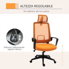 VINSETTO Vrtljivi pisarniški stol, ergonomski fotelj z naslonom za glavo in ledveno oporo, pisarniški stol
Oranžna