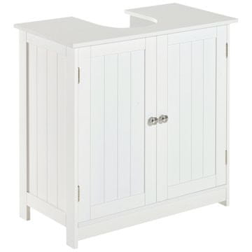 HOMCOM HOMCOM MDF omarica pod umivalnik, bela kopalniška omarica z dvema vratoma (60x30x60cm)
