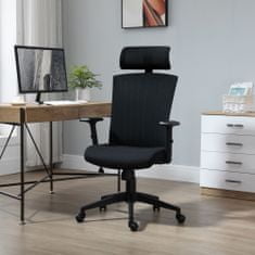 VINSETTO Ergonomski pisarniški stol z naslonom za glavo in ledveno oporo, nastavljivo višino in nasloni za roke, 65x63x119-129 cm,
Črna