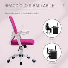 VINSETTO Ergonomski pisarniški stol z nasloni za roke in ledveno oporo, vrtljivim pisarniškim stolom in nastavljivo višino v roza tkanini