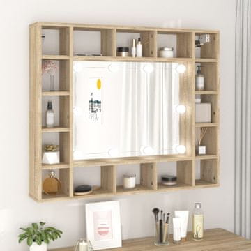 Vidaxl vidaXL Omarica z ogledalom z LED osvetlitvijo sonoma hrast 91x15x76,5 cm