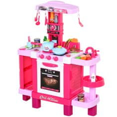 HOMCOM otroška igrača kuhinja z 38 vključenimi dodatki, igra z realističnimi lučmi in zvoki, 78x29x87cm,
roza