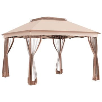 OUTSUNNY vrtni gazebo z zložljivo vodoodporno mrežo proti komarjem poliestrska tkanina platno
325×325cm