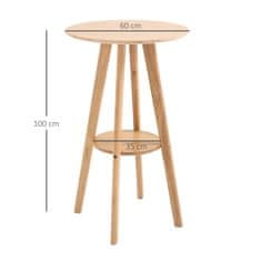 HOMCOM visoka okrogla lesena barska ali kuhinjska miza, skandinavska oblika,
φ 6 0 x 1 0 0 c m ,
barva lesa