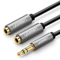 Ugreen razdelilni kabel za slušalke 3,5 mm mini jack AUX 20 cm (2 x avdio izhod) srebrn (10532)