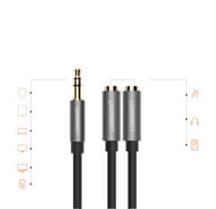 Ugreen razdelilni kabel za slušalke 3,5 mm mini jack AUX 20 cm (2 x avdio izhod) srebrn (10532)