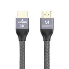 WOZINSKY HDMI kabel 2.1 8K 60 Hz 48 Gbps 4K 120 Hz 2K 144 Hz 1 m srebrni