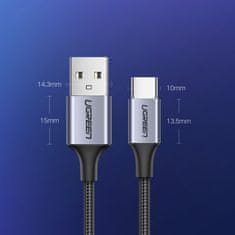 Ugreen Kabel USB-C Quick Charge 3.0 3A 0,5 m, siv