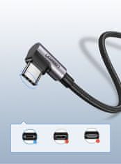 Ugreen Kabel z kotnim priključkom USB - USB-C 1 m 3 A siv