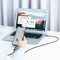 Ugreen 2v1 Kabel v močni ovojnici USB - microUSB + USB-C 1 m 2,4 A črn