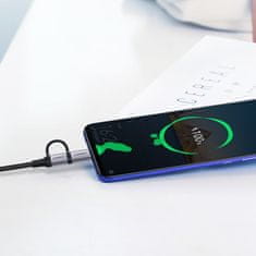 Ugreen 2v1 Kabel v močni ovojnici USB - microUSB + USB-C 1 m 2,4 A črn