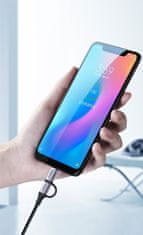 Ugreen 2v1 Kabel v močni ovojnici USB - microUSB + USB-C 1 m 2,4 A črn
