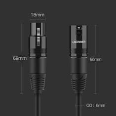 Ugreen podaljšek avdio kabla mikrofonski kabel mikrofon xlr (ženski) - xlr (moški) 8 m (av130)