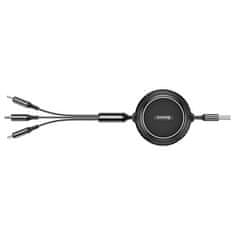 BASEUS Raztegljiv kabel 3v1 USB microUSB Iphone Lightning USB-C 3,5A 35 cm 120 cm črn
