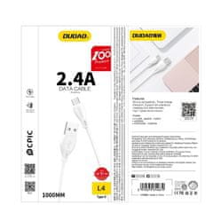 DUDAO Kabel iPhone USB - Lightning 2,4A 1m bele barve