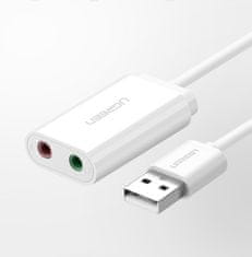 Ugreen Zunanja zvočna kartica USB adapter - 3,5 mm mini jack kabel 15 cm črn