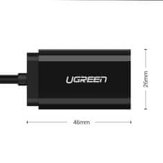 Ugreen Zunanja zvočna kartica USB adapter - 3,5 mm mini jack kabel 15 cm črn
