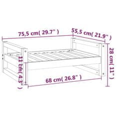 Greatstore Pasja postelja 75,5x55,5x28 cm trdna borovina