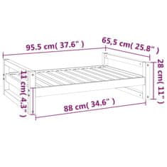 Vidaxl Pasja postelja siva 95,5x65,5x28 cm trdna borovina