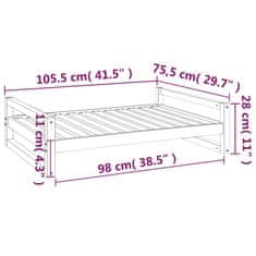Vidaxl Pasja postelja siva 105,5x75,5x28 cm trdna borovina