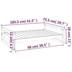 Greatstore Pasja postelja črna 105,5x75,5x28 cm trdna borovina