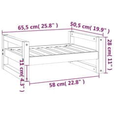 Vidaxl Pasja postelja bela 65,5x50,5x28 cm trdna borovina