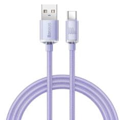 BASEUS kabel USB serije Crystal Shine za hitro polnjenje in prenos podatkov USB Type A - USB Type C 100W 1,2 m vijolične barve (CAJY000405)