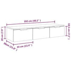 Vidaxl Stenska omarica bela 102x30x20 cm konstruiran les