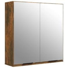 Vidaxl Kopalniška omarica z ogledalom dimljeni hrast 64x20x67 cm