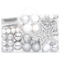 shumee Komplet novoletnih bučk 108 kosov srebrne in bele