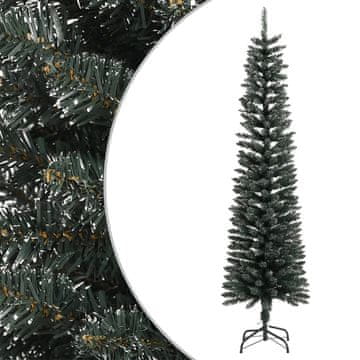 Vidaxl Ozka umetna novoletna jelka s stojalom zelena 180 cm PVC