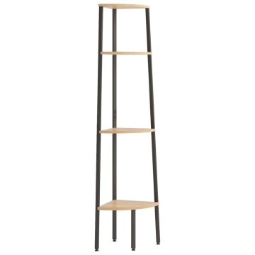 Vidaxl 4-nadstropni kotni regal svetlo rjav in črn 45,5x31,5x150 cm