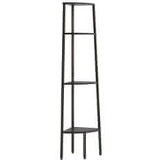 Vidaxl 4-nadstropni kotni regal črn 45,5x31,5x150 cm