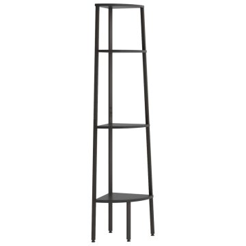 Vidaxl 4-nadstropni kotni regal črn 45,5x31,5x150 cm