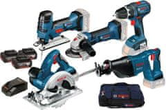 Bosch 18V komplet 5 orodij (Gsr18V-28/Gst/Gws18-125V-Li/Gks18V-Li/Gsa18V-Li) 3X4,0Ah + torba