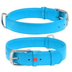WAUDOG Dvoslojna pasja ovratnica iz kakovostnega usnja modre barve, modra 18-21 cm, širina: 9 mm
