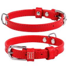 WAUDOG Ploščata zelo kakovostna usnjena dvoslojna pasja ovratnica rdeče barve, rdeča 18-21 cm, širina: 9 mm