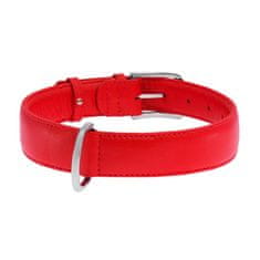 WAUDOG Ploščata zelo kakovostna usnjena dvoslojna pasja ovratnica rdeče barve, rdeča 18-21 cm, širina: 9 mm