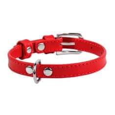 WAUDOG Ploščata zelo kakovostna usnjena dvoslojna pasja ovratnica rdeče barve, rdeča 38-49 cm, širina: 25 mm